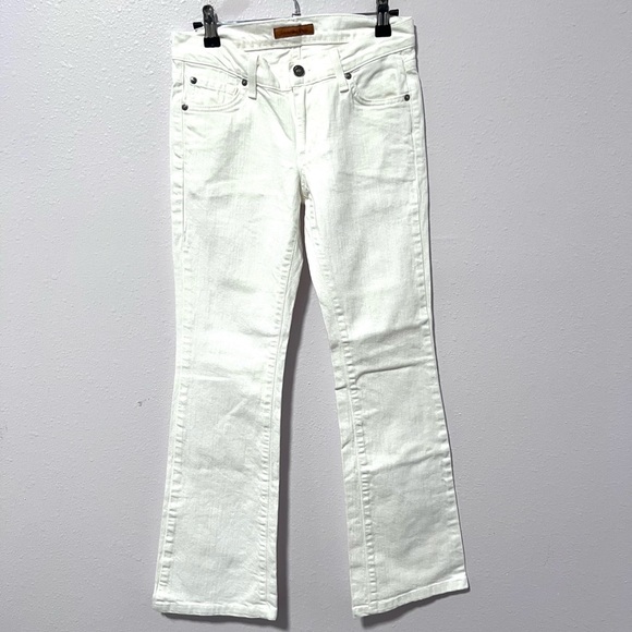 White Flare Leg ecru Jeans low rise waist 25 - Picture 1 of 11